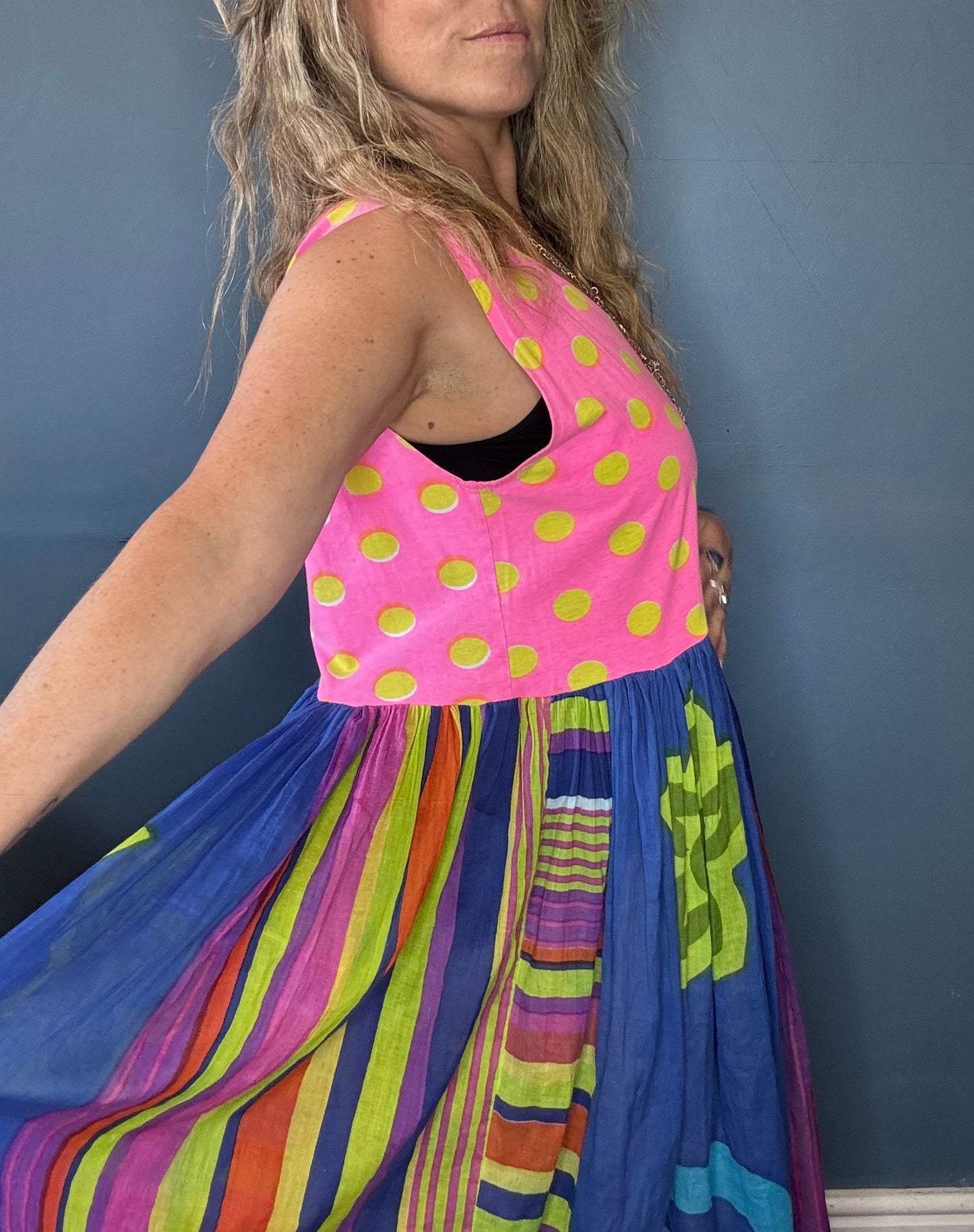 Dolly upcycled neon dots dress
