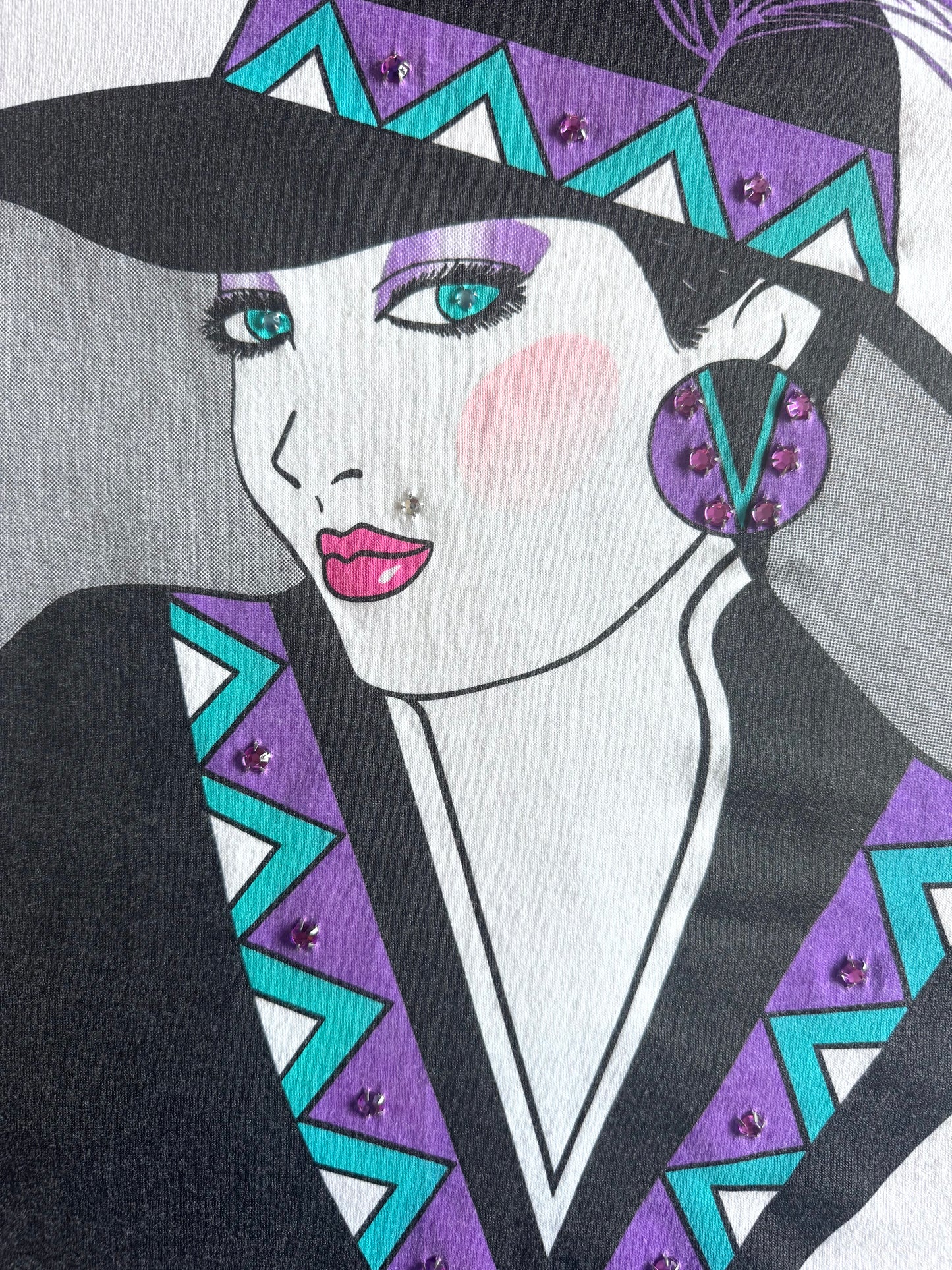 80s graphic ladies face tee