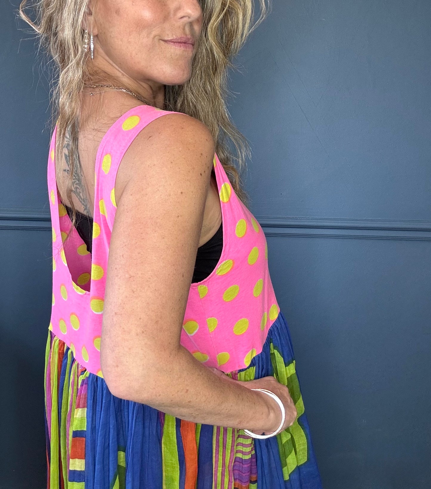 Dolly upcycled neon dots dress