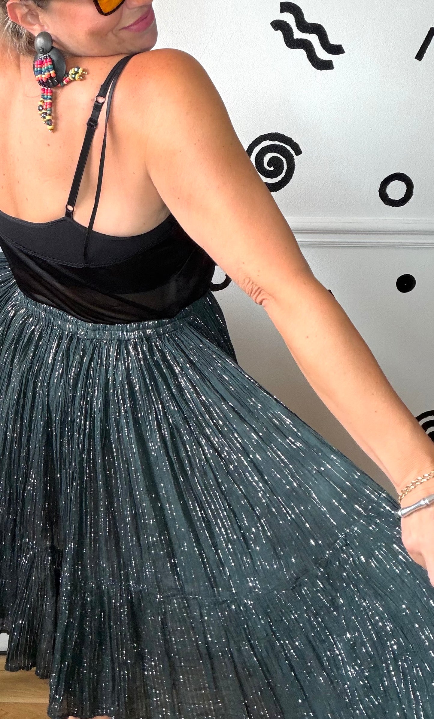 Lurex Midi Circle Skirt