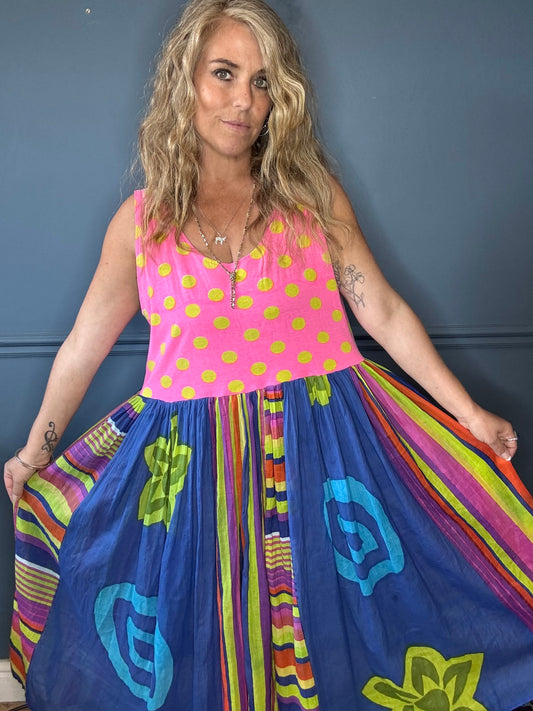 Dolly upcycled neon dots dress