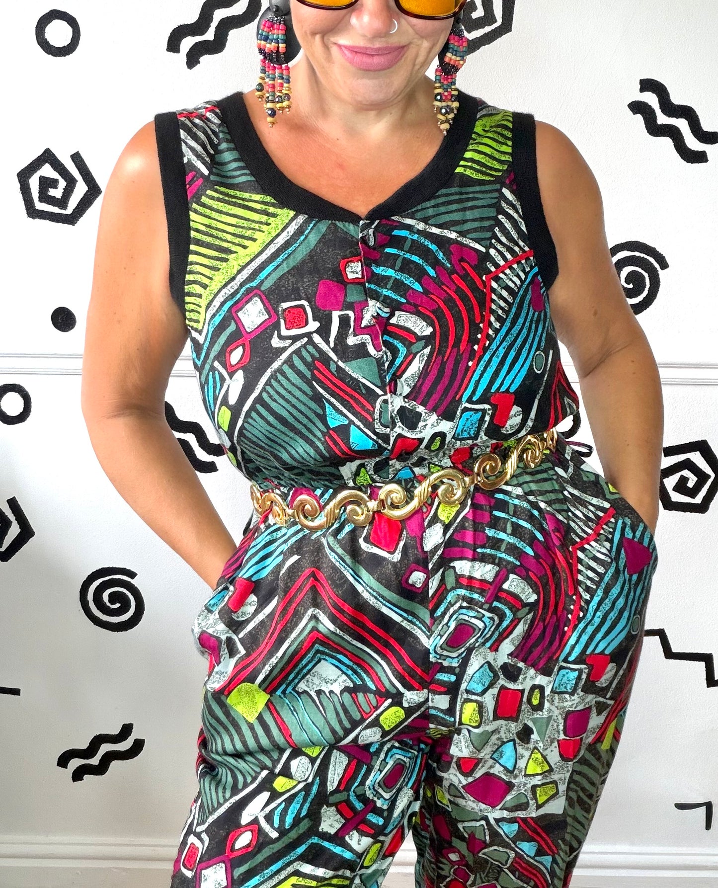 Crazy Graphic Print Jumpsuit