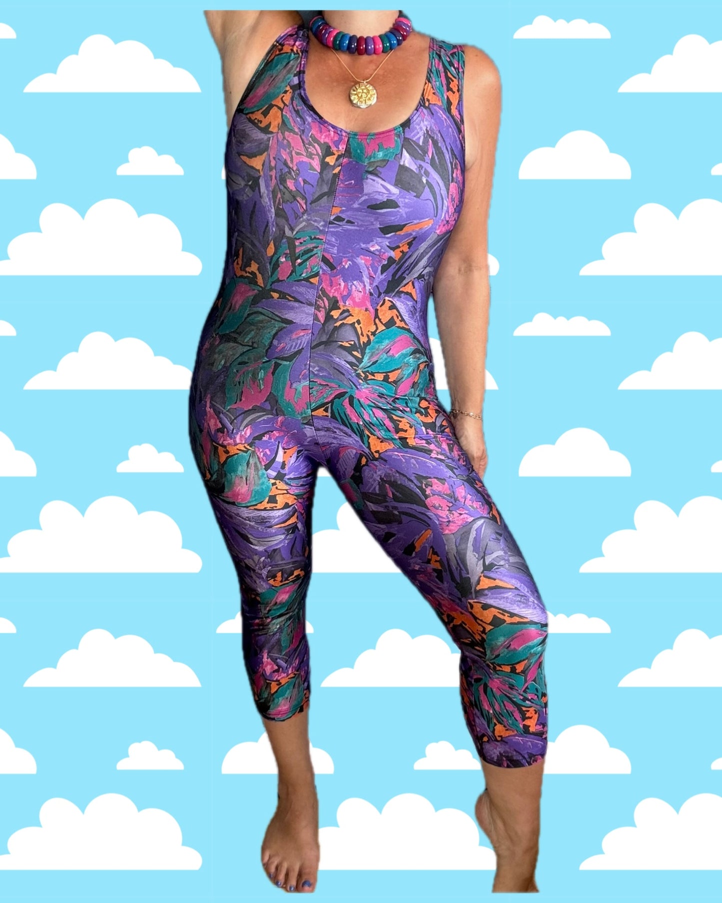 80s abstract crazy print catsuit