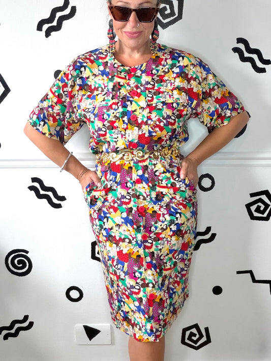 Novelty People Print Dress