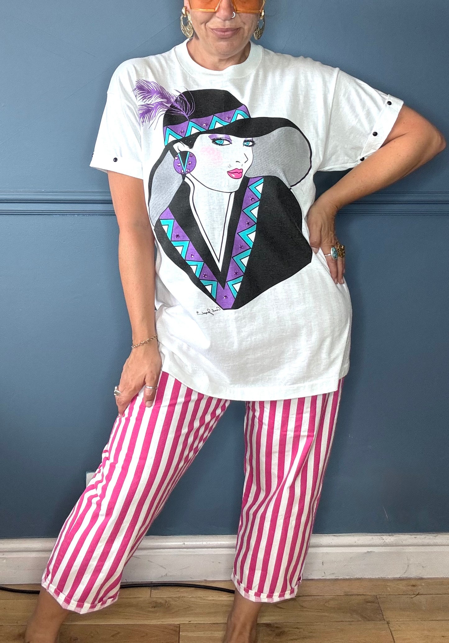 80s graphic ladies face tee