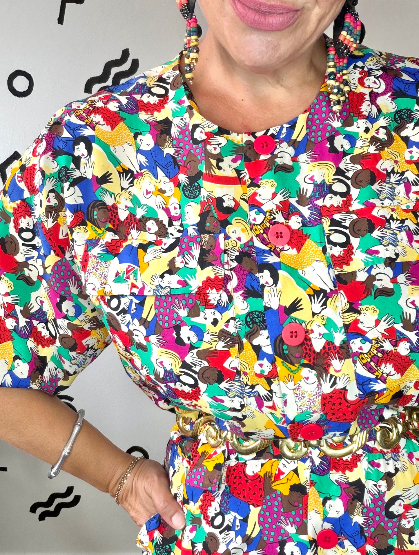 Novelty People Print Dress