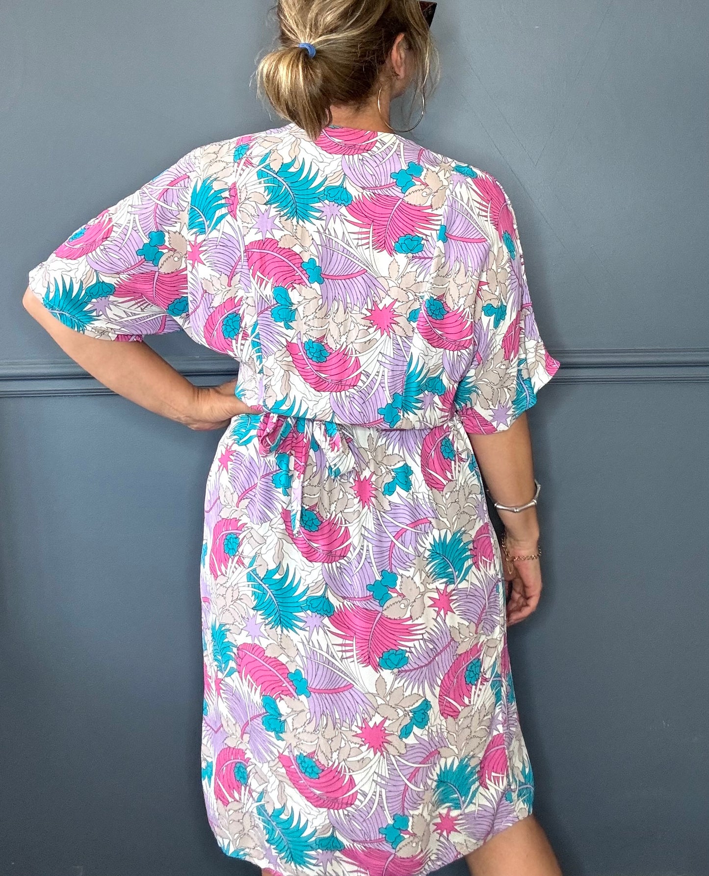 Tropical pastel print dress