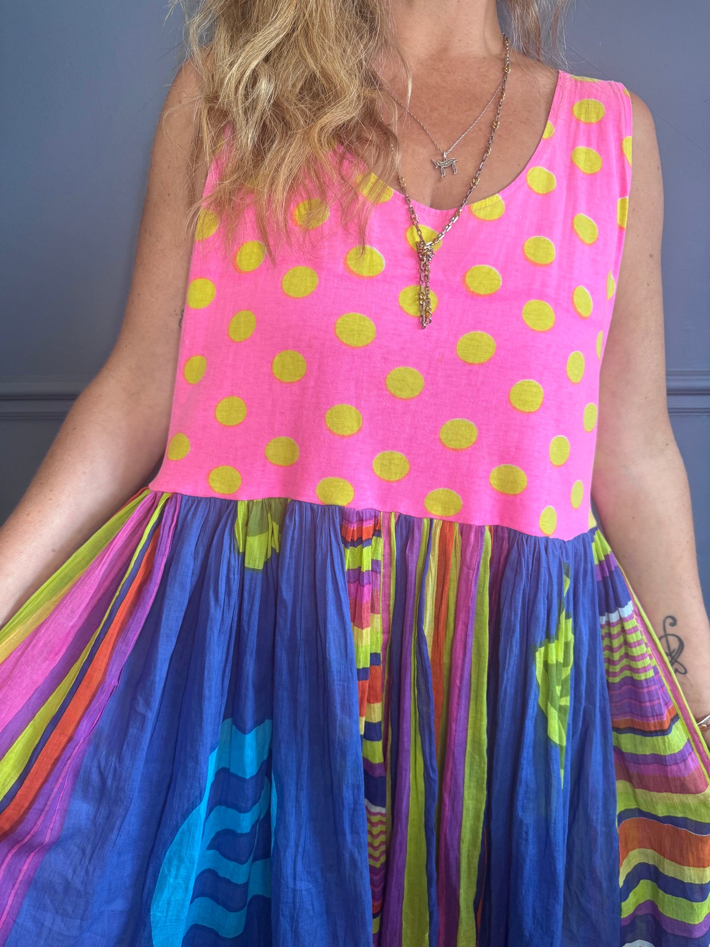 Dolly upcycled neon dots dress