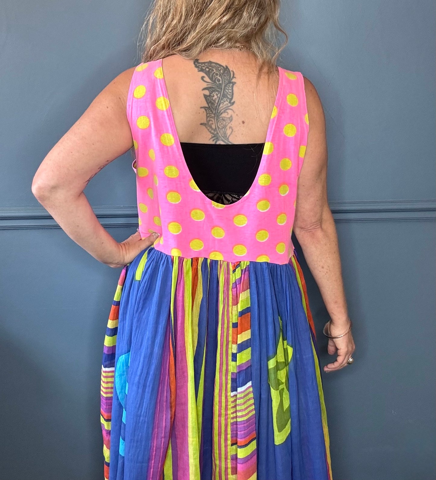 Dolly upcycled neon dots dress