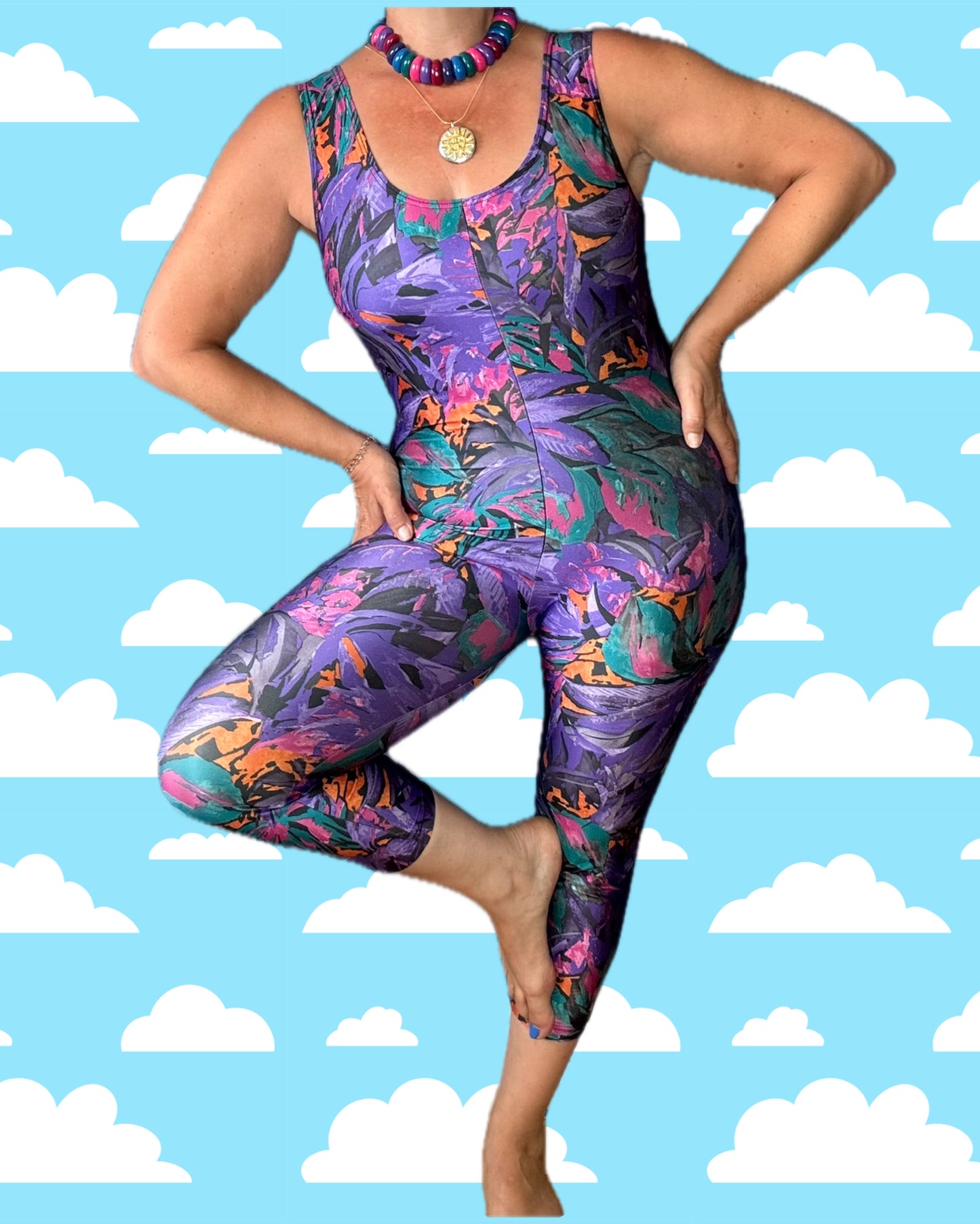 80s abstract crazy print catsuit