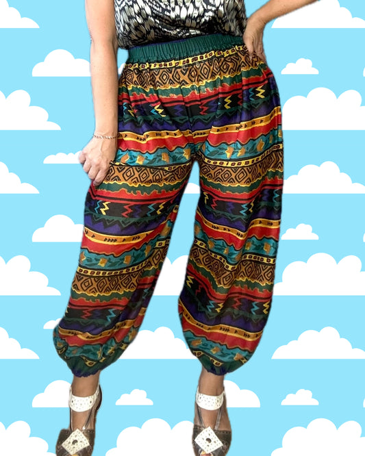 Upcycled Aztec balloon trousers