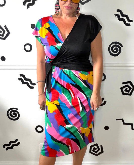 Rainbow Wrap Style Dress
