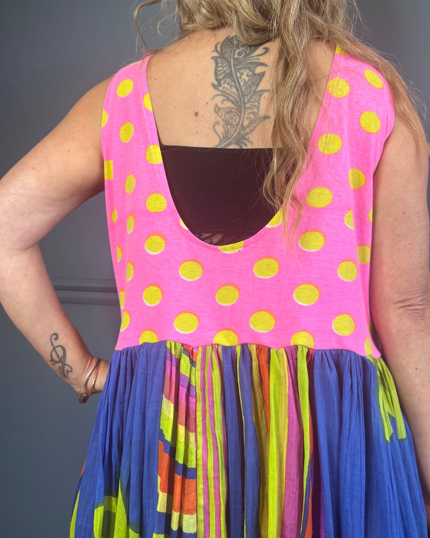 Dolly upcycled neon dots dress