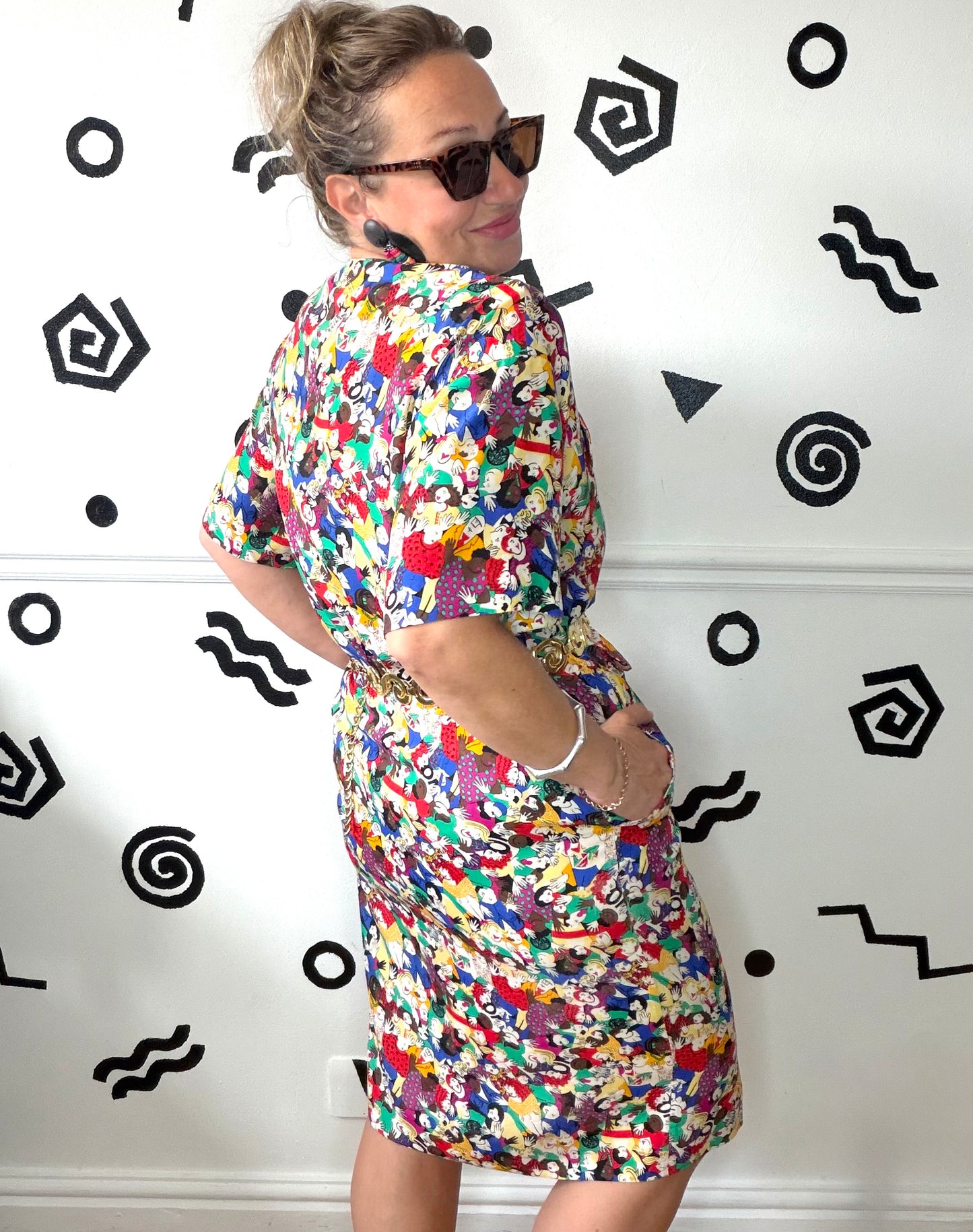 Novelty People Print Dress