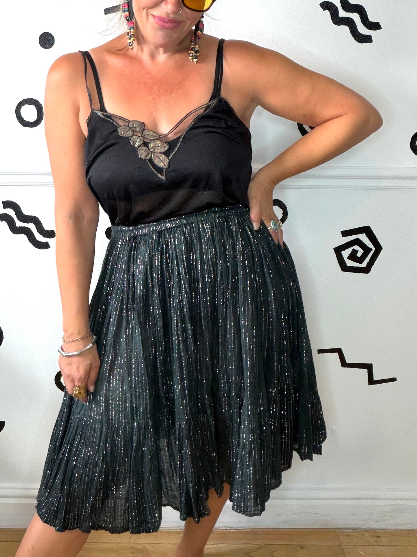 Lurex Midi Circle Skirt