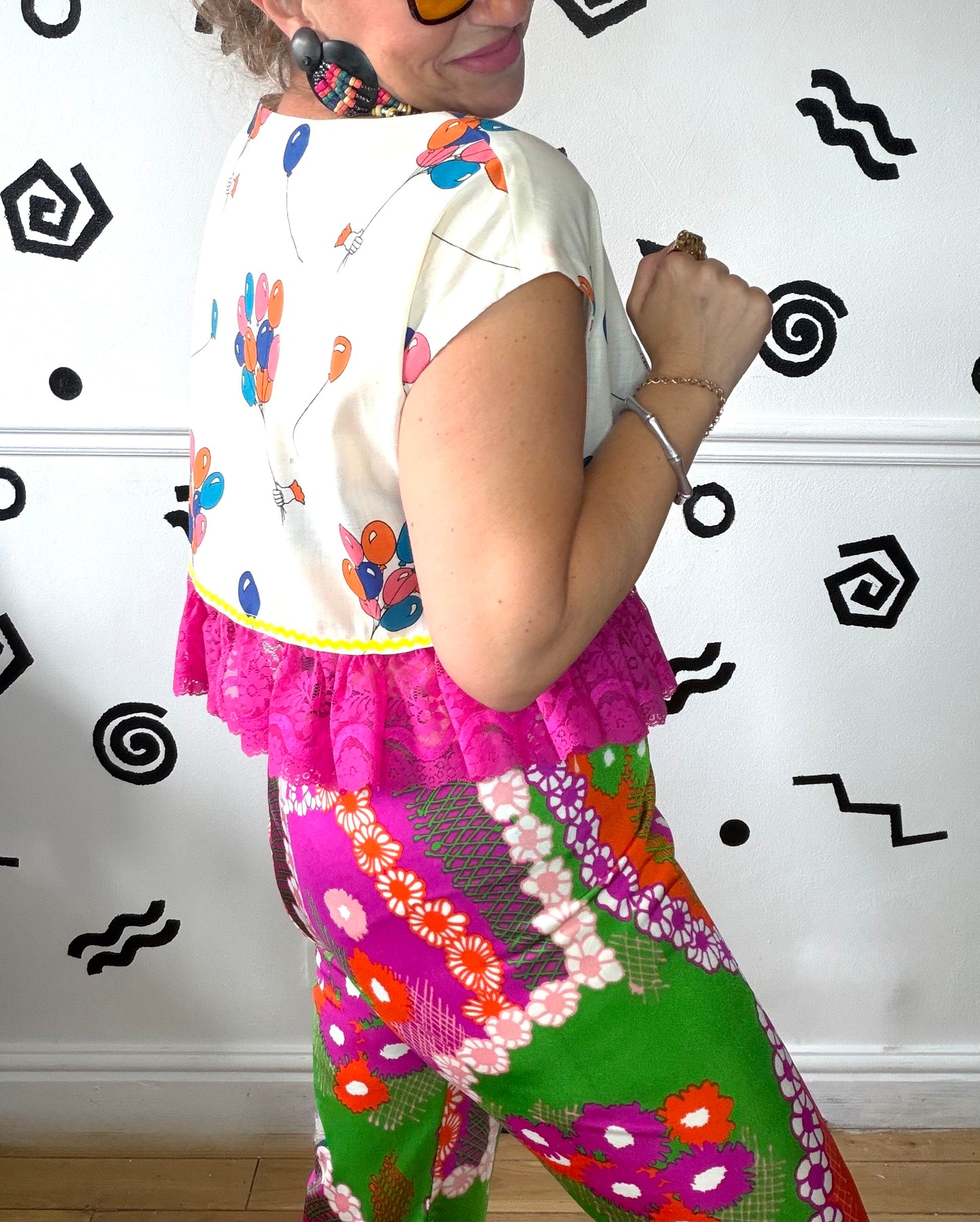 Upcycled Balloon Lace Top