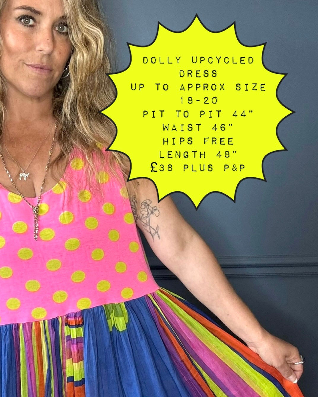 Dolly upcycled neon dots dress