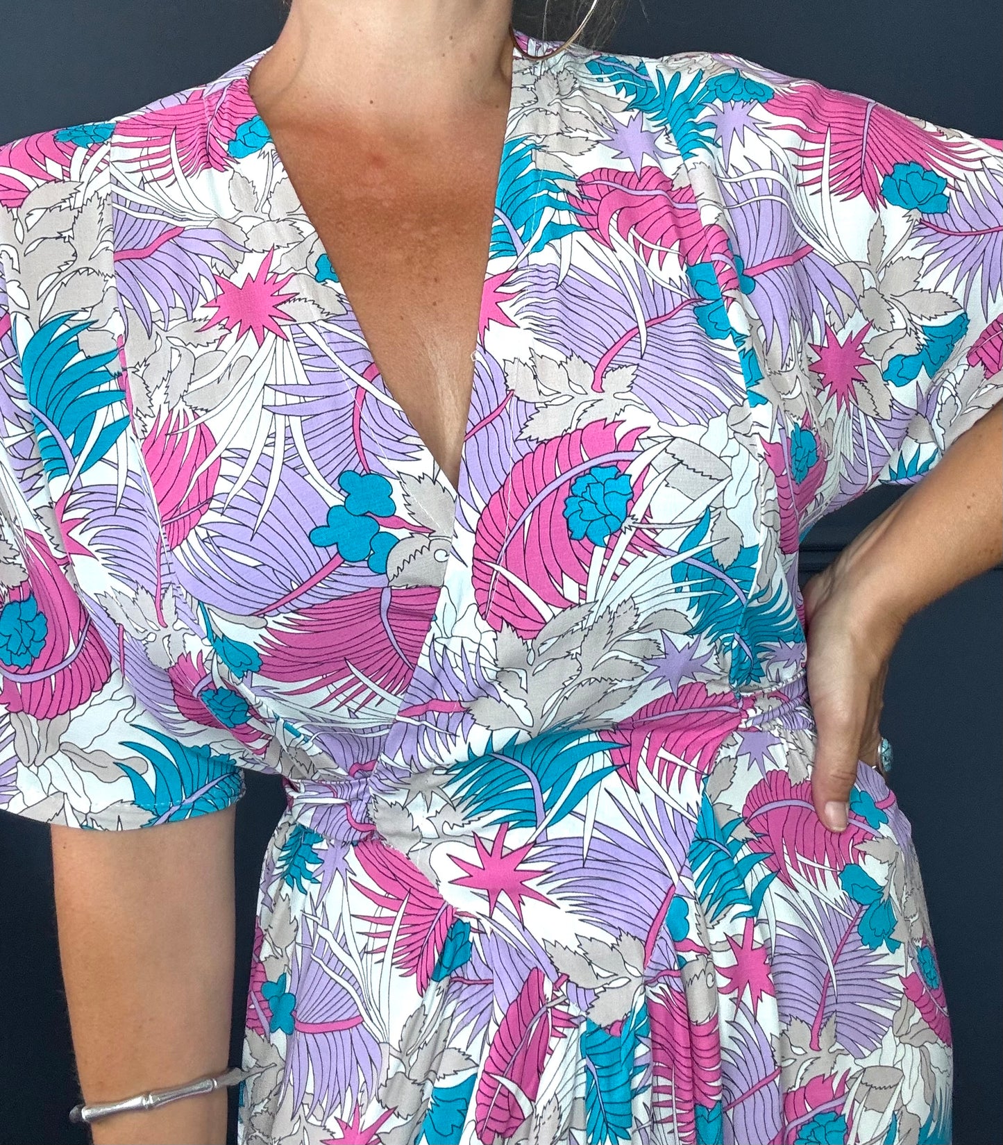 Tropical pastel print dress