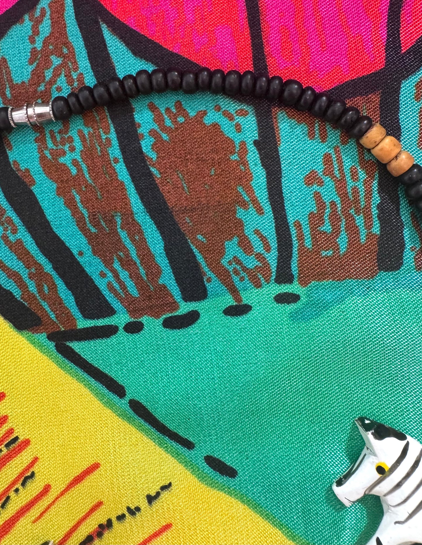 80s wood zebra necklace
